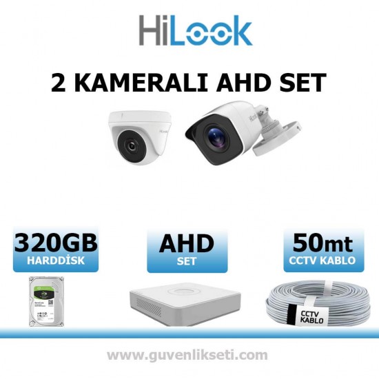 Hilook 2MP 2 kamerali AHD kamera seti dome bullet DVR sistemi